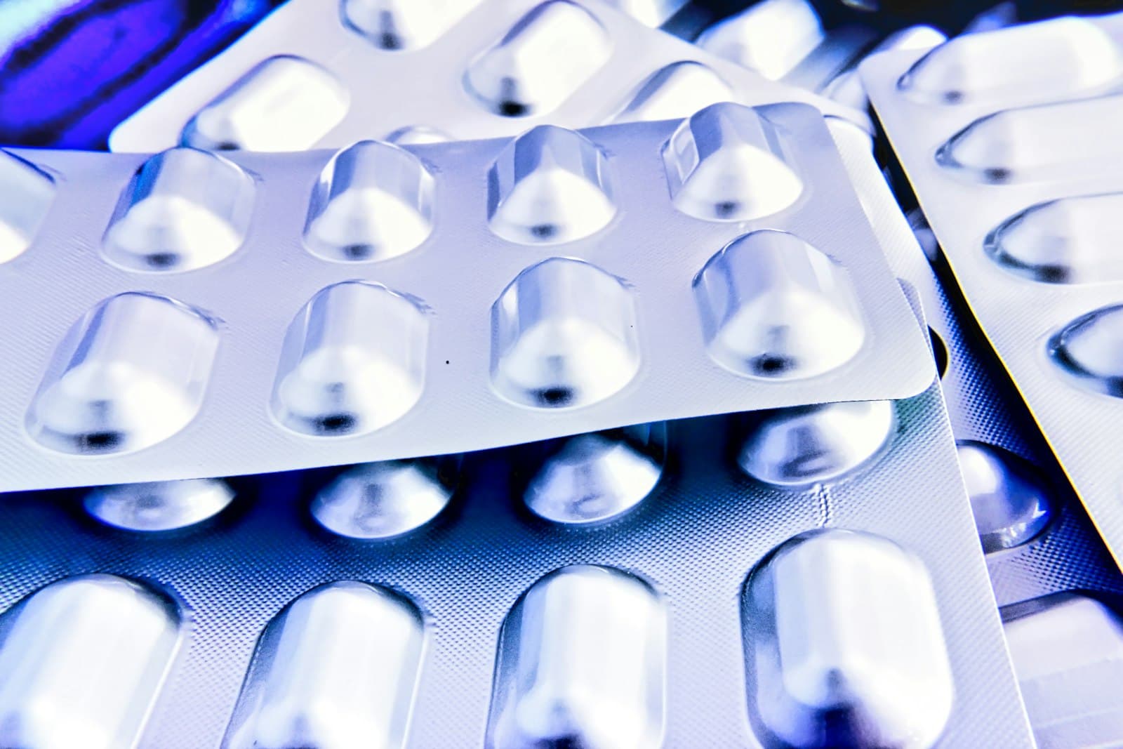 Close-up of capsules in blister packaging